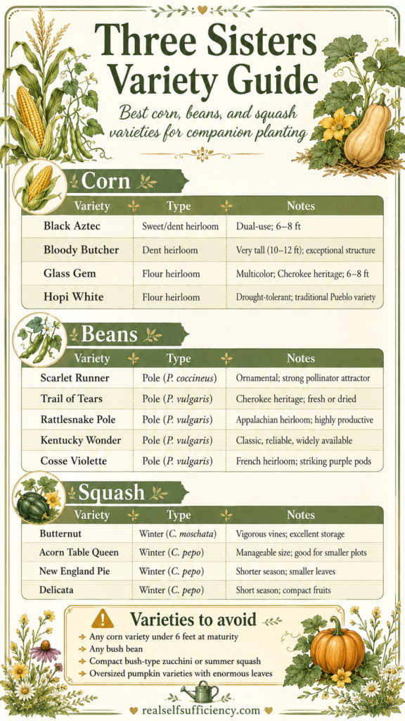 Three sisters planting varieties