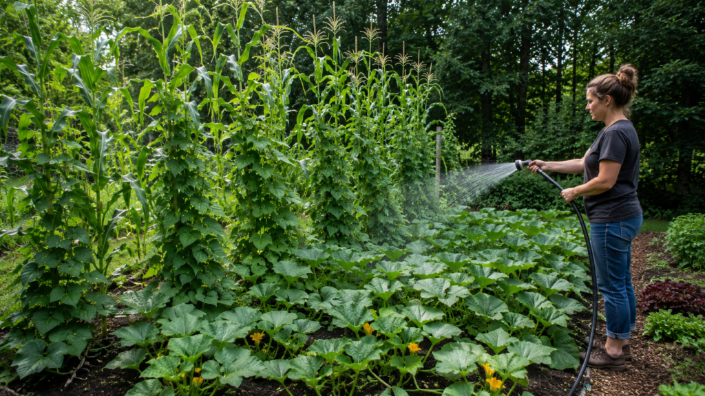 watering three sisters