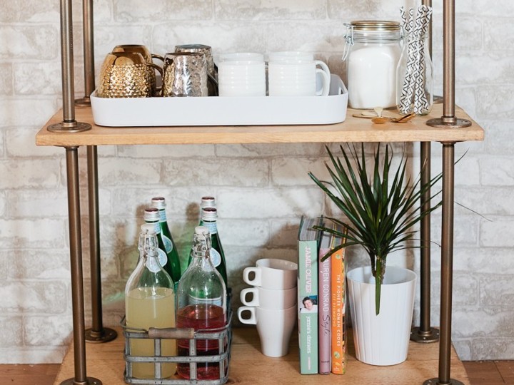 Create a Simple Coffee & Tea bar in your kitchen #DIY Shelf and