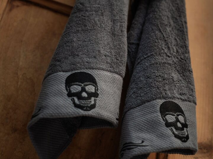 stampunk skull hand towel