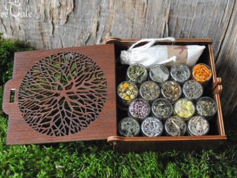Image for 6. 16 Herbs Set in Wooden Box Herbs in Vials Apothecary Starter | Etsy