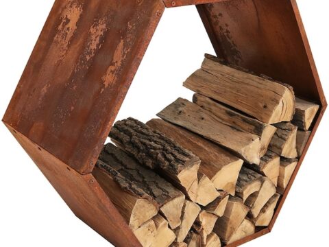 Image for 13. Rustic Hexagonal Steel Log Bin