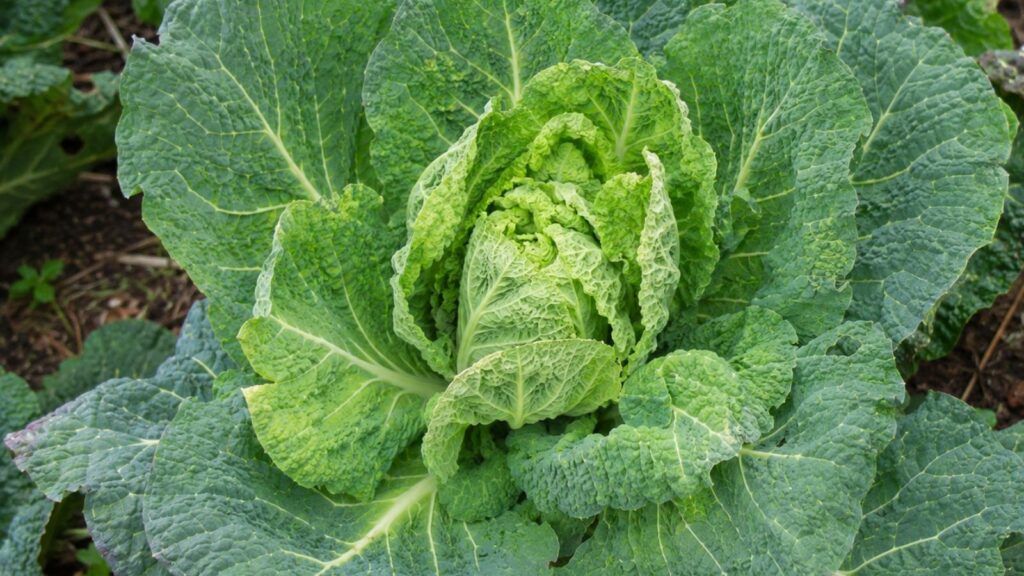 cabbage with curling leaves