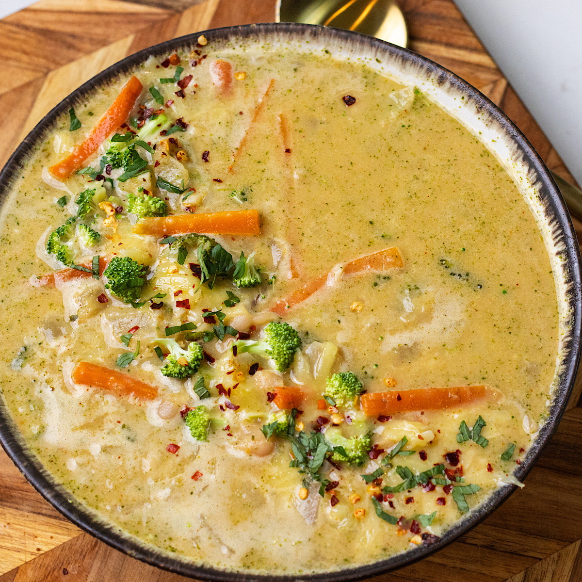 High Protein Broccoli Cheddar Soup with Cottage Cheese
