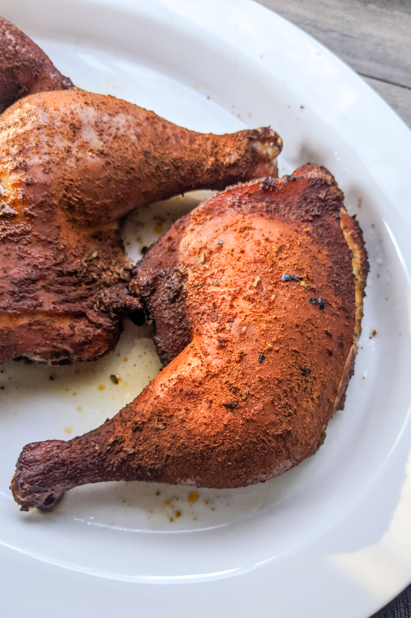 Smoked Chicken Quarters with Savory Dry Rub