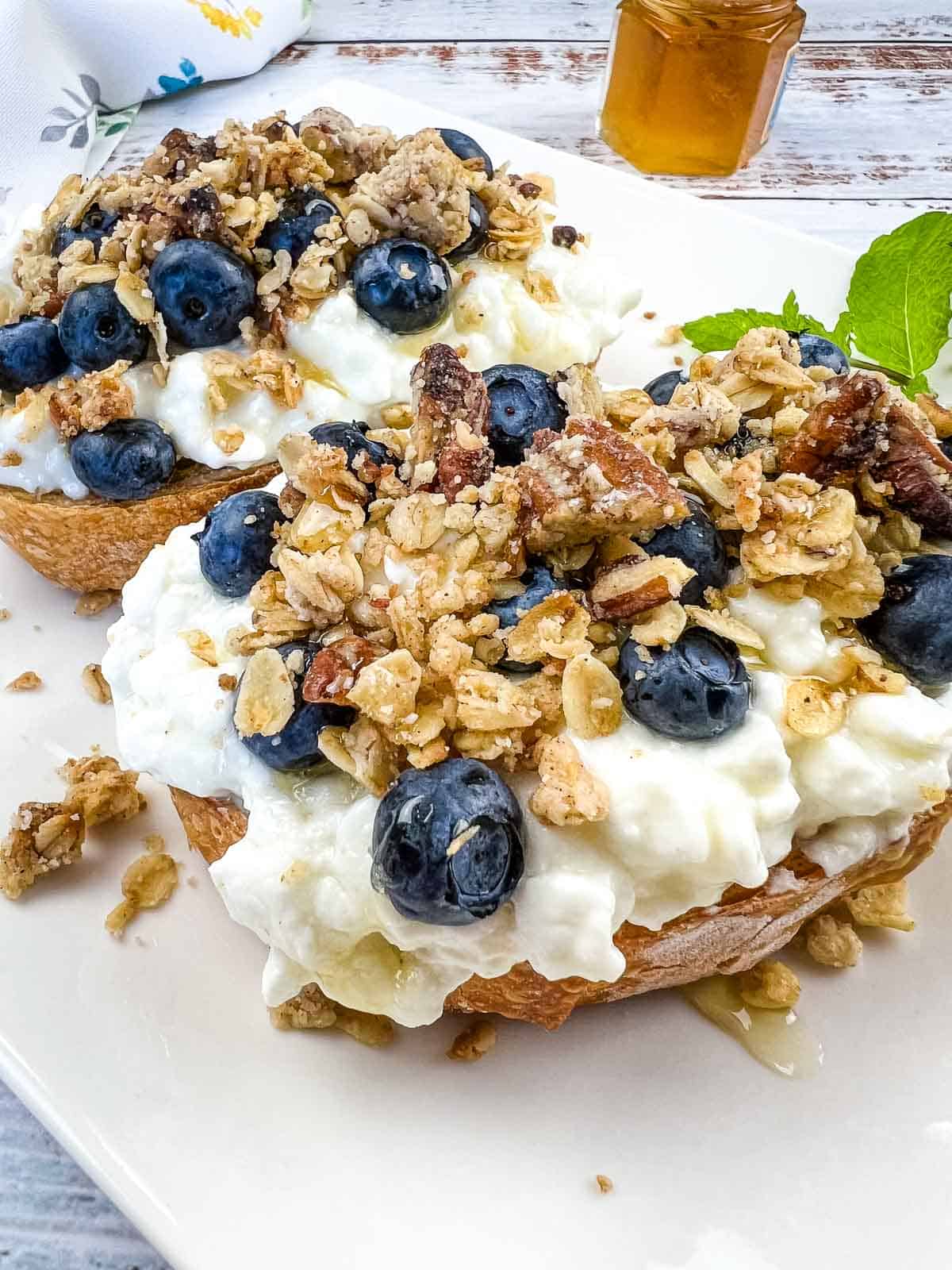 Cottage Cheese Toast with Blueberries