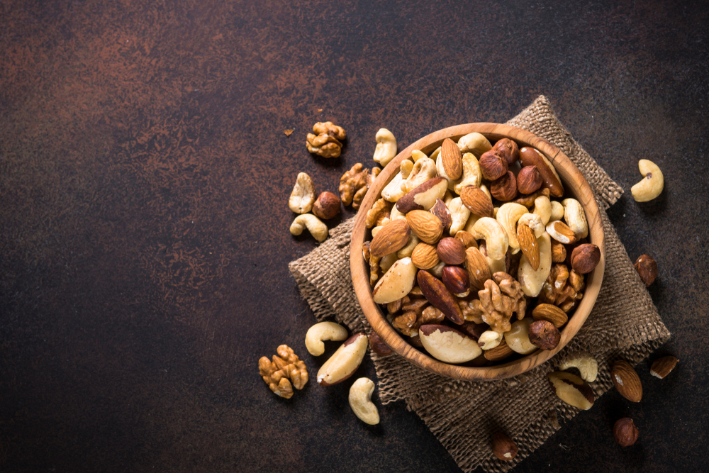 mixed nuts in a bowl