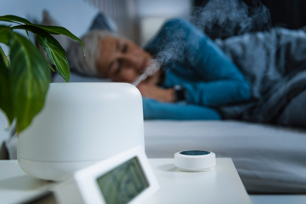 using a humidifier at night