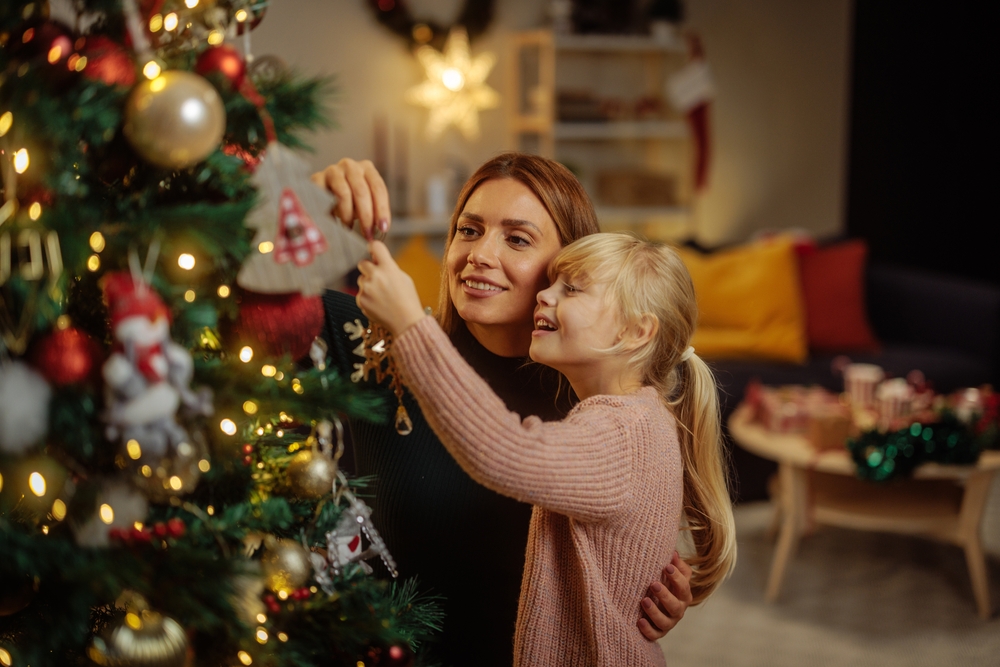 decorating a Christmas tree