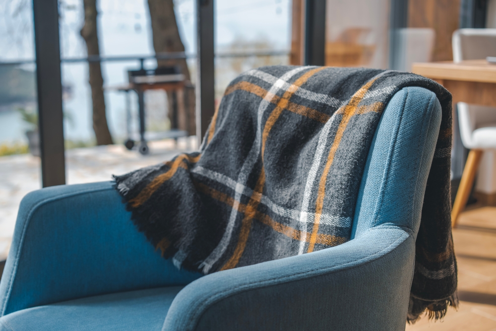 blankets on a chair
