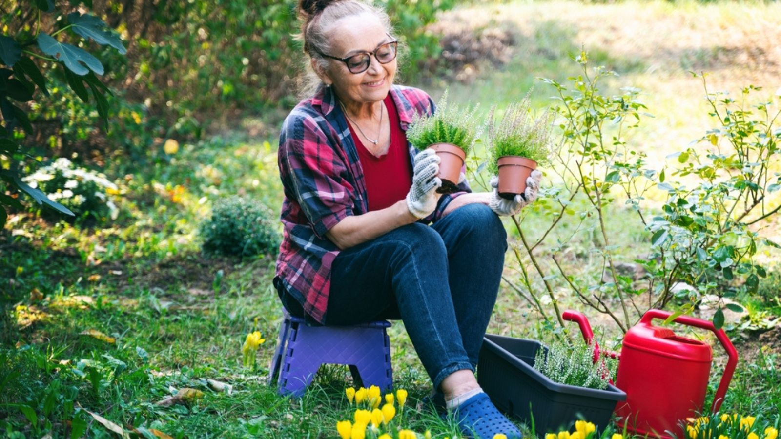 working in a garden