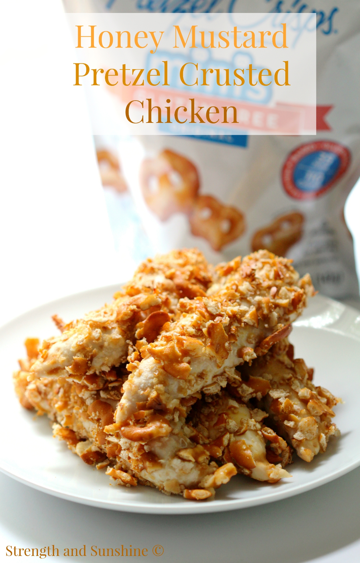 Honey Mustard Pretzel Crusted Chicken | Strength and Sunshine @RebeccaGF666 Make your chicken fun and delicious, while still being a healthy option for the family. Chicken coated in honey mustard then rolled in gluten-free pretzel crisps couldn