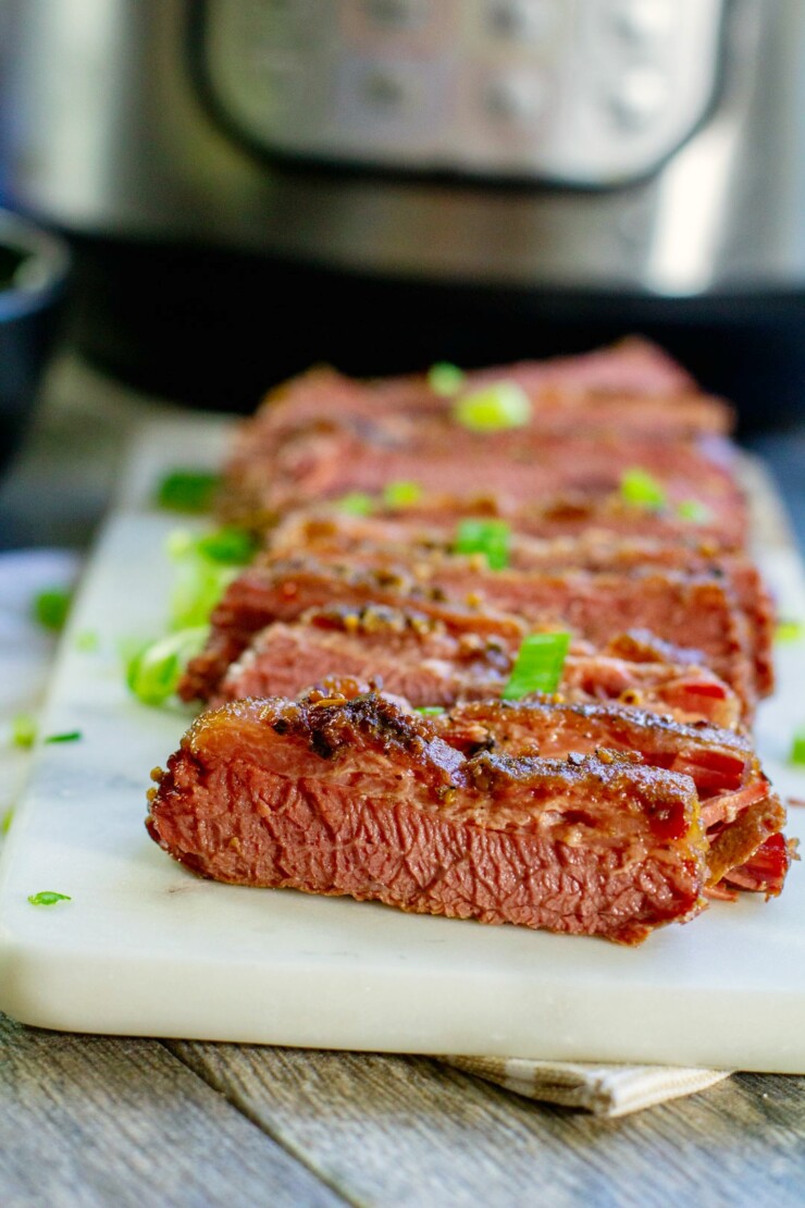 This easy yet flavourful and tender corned beef brisket is made conveniently in the Instant Pot in no time!