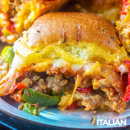 Cheesy Sausage and Pepper Italian Sliders Recipe + Video