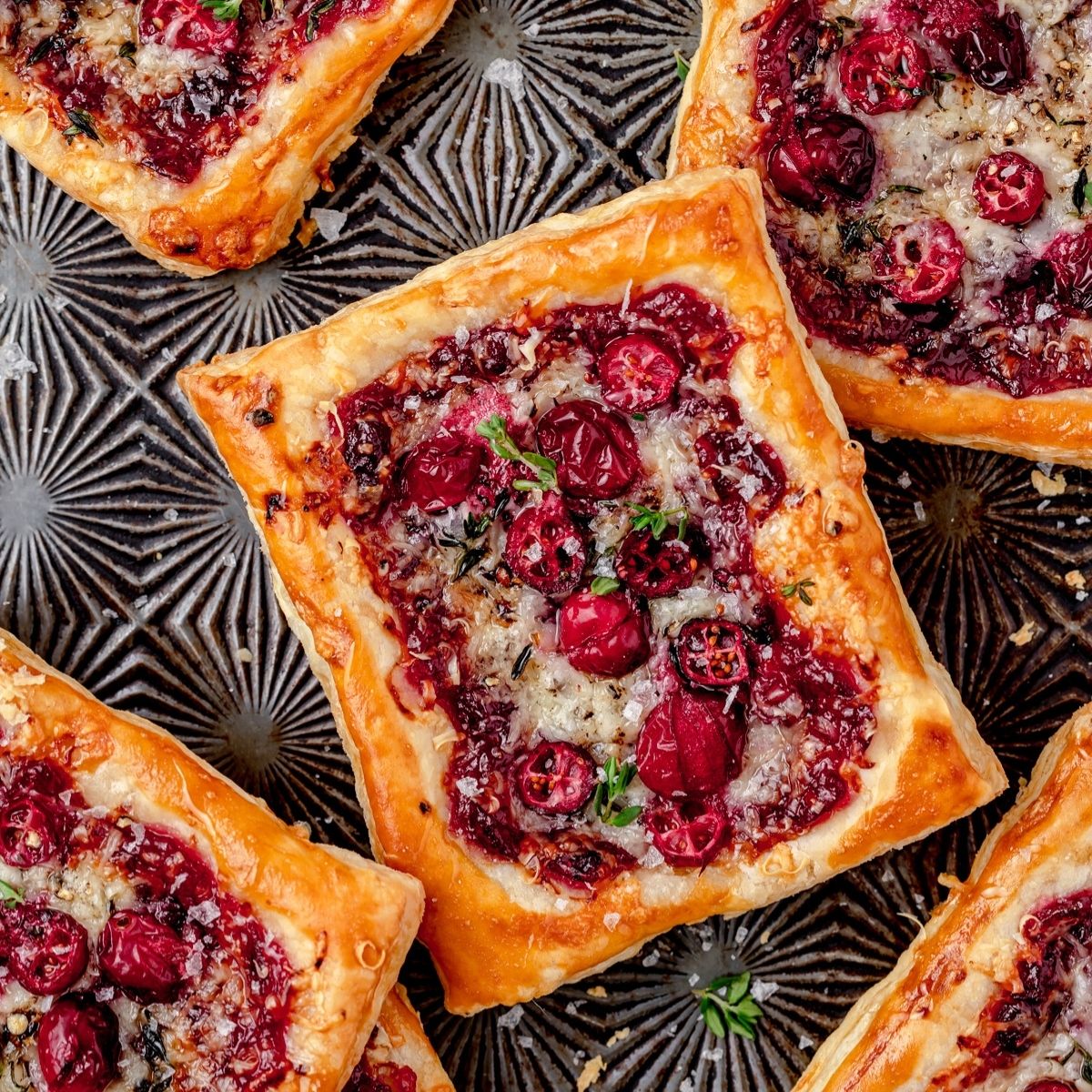 Cranberry Puff Pastry Tarts with Gruyere