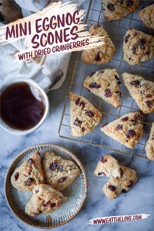 Mini Eggnog Scones with Dried Cranberries
