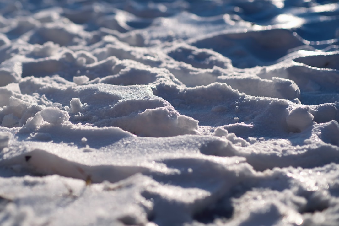 A close up of a snow covered ground