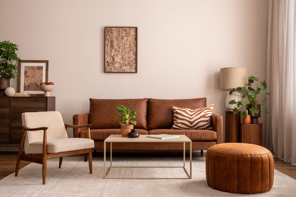 coffee table with plant on it