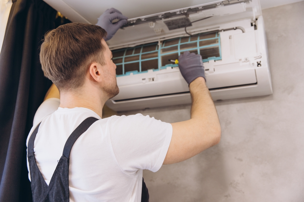 cleaning filters on an HVAC