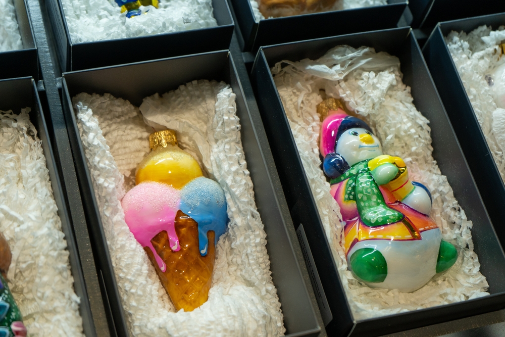 Christmas decorations in storage