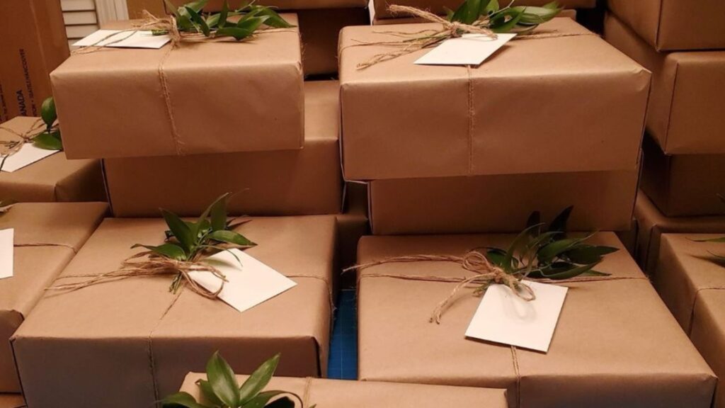 wrapping in packing paper from deliveries