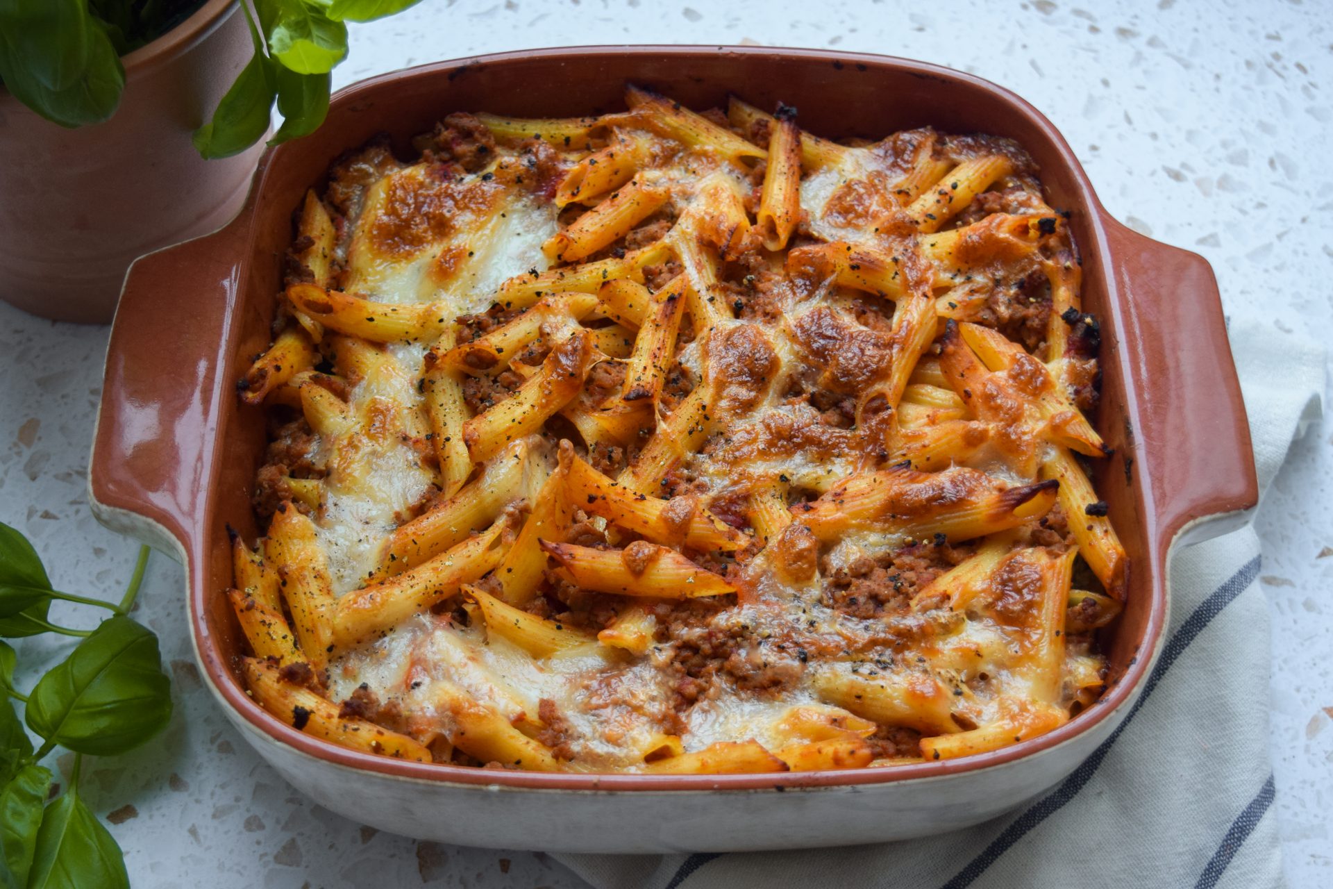 Turkey, Spinach & Tomato Pasta Bake