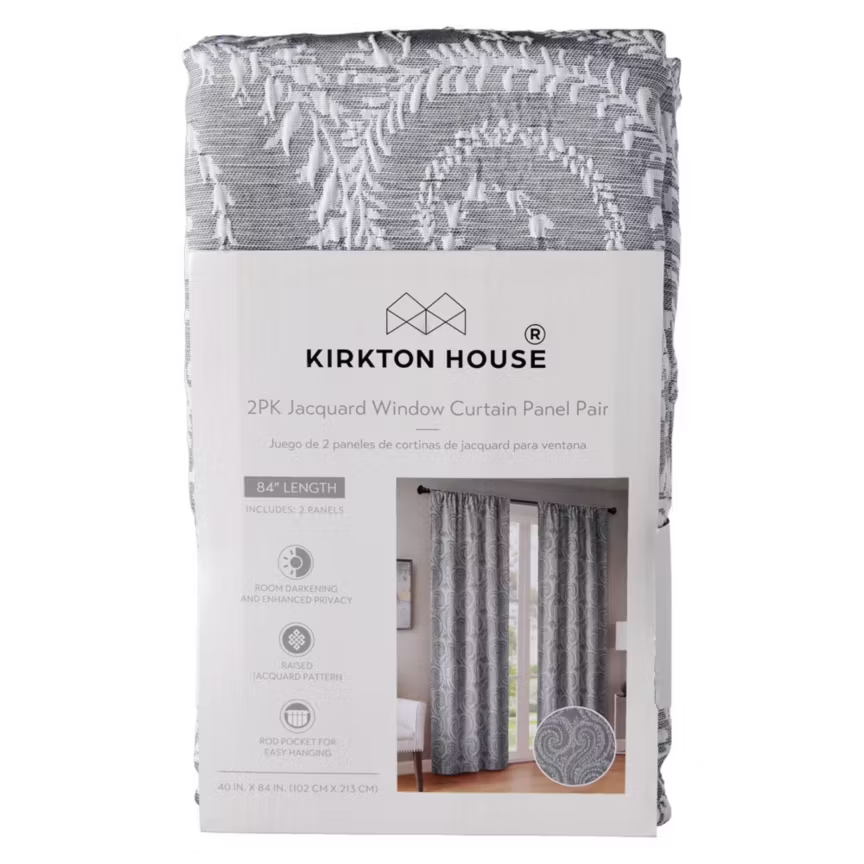 Kirkton House 2 Pack Jacquard Window Curtains