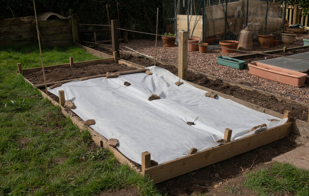 raised bed covered in fleece