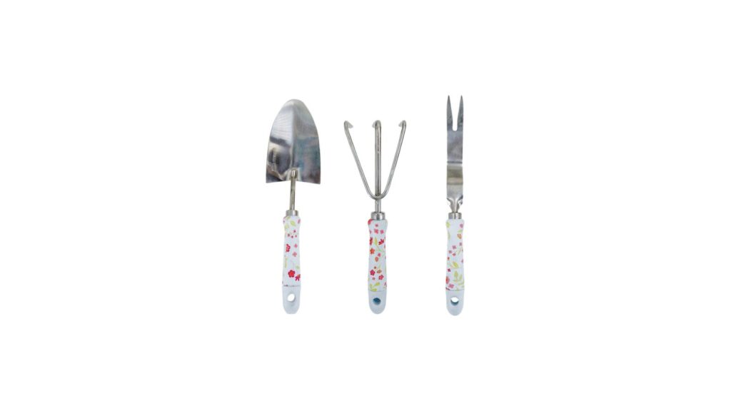 blue floral decorative garden hand tools