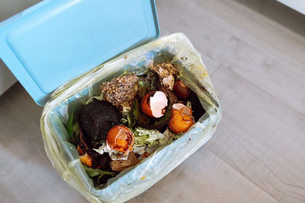 food waste in kitchen caddy