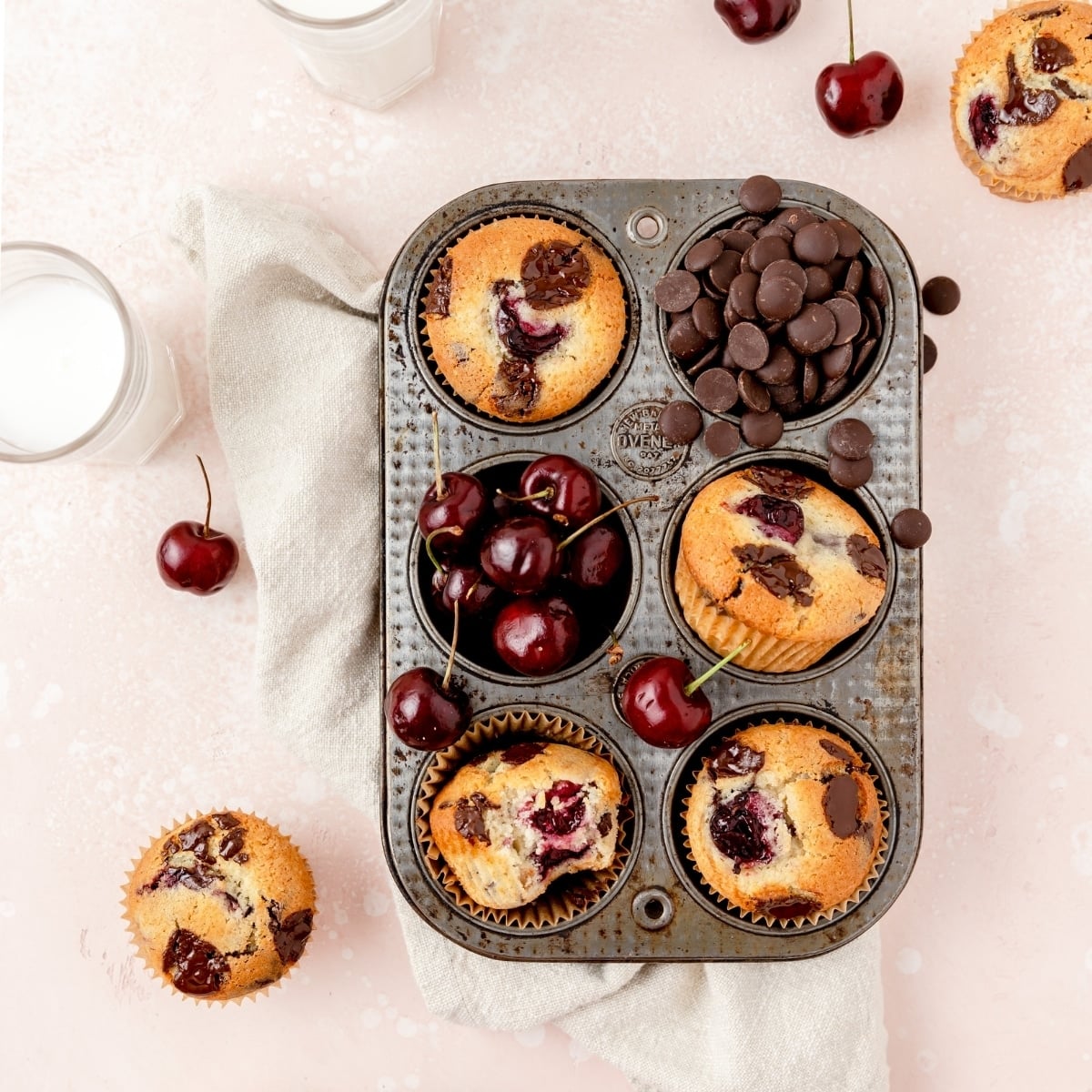 Dark Chocolate Cherry Muffins