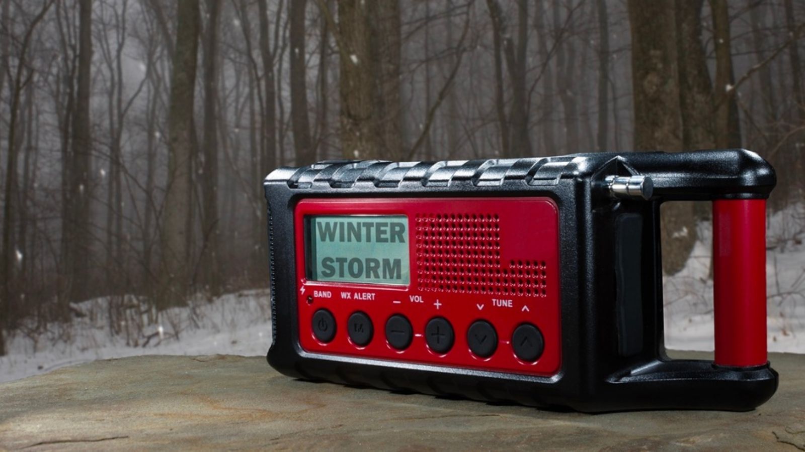 Battery-powered emergency weather radio