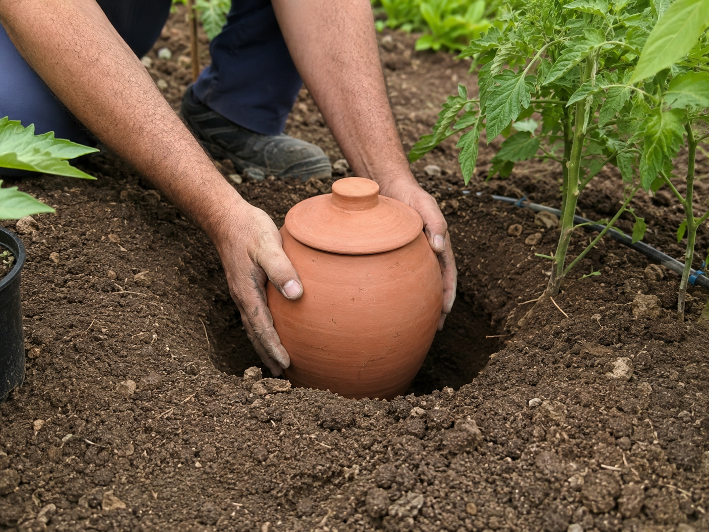 burying olla in garden