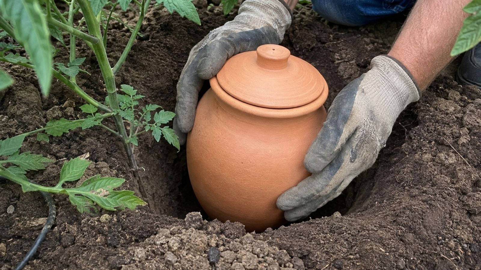 planting olla near tomato plants