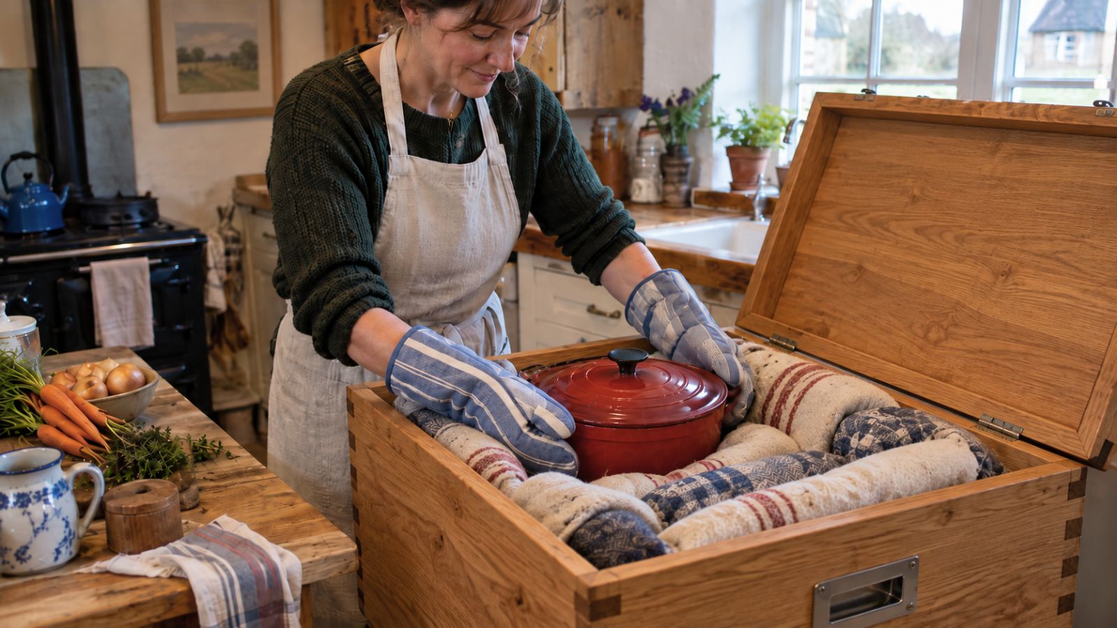 Haybox cooking with blankets