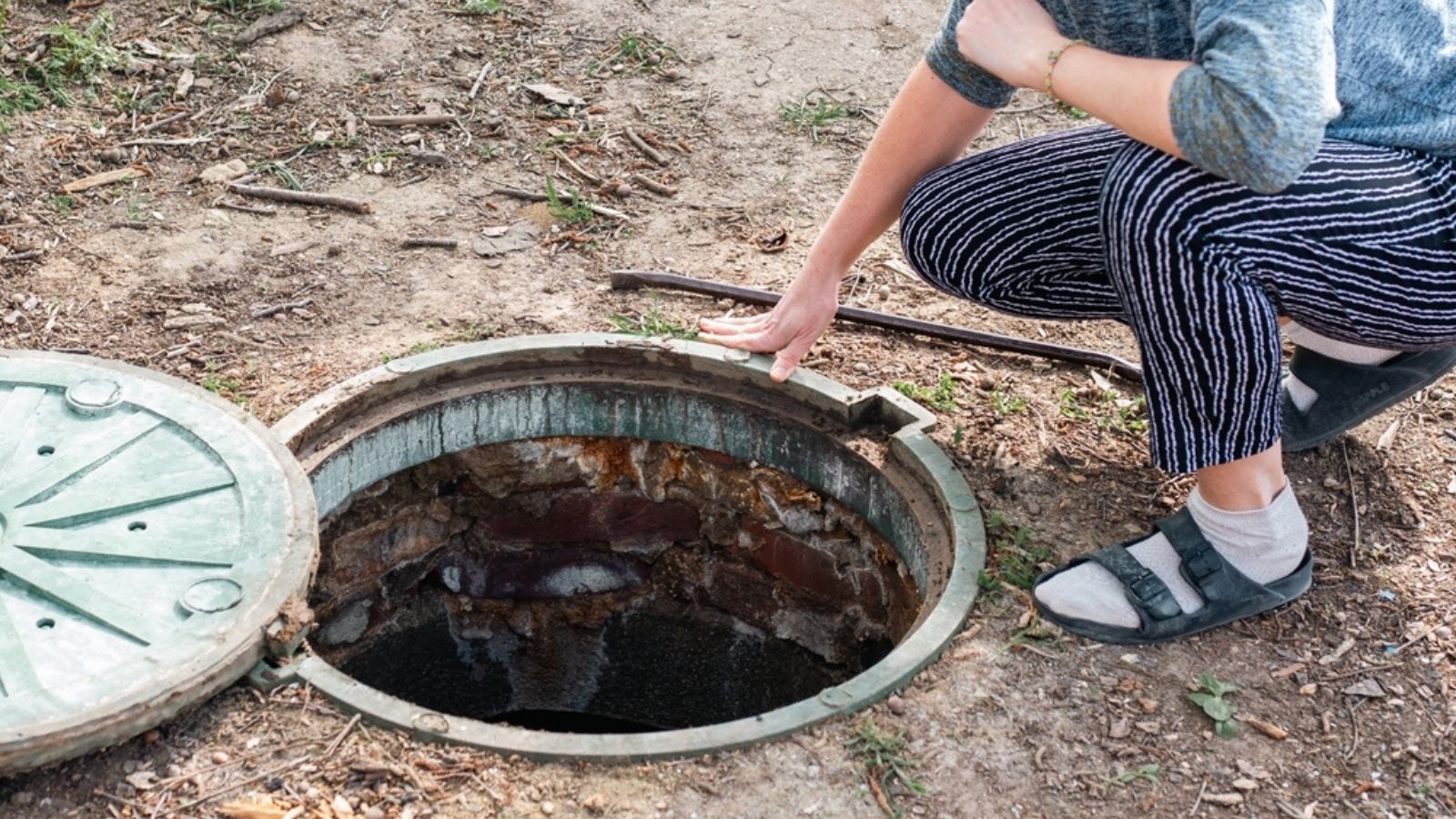 looking in septic tank