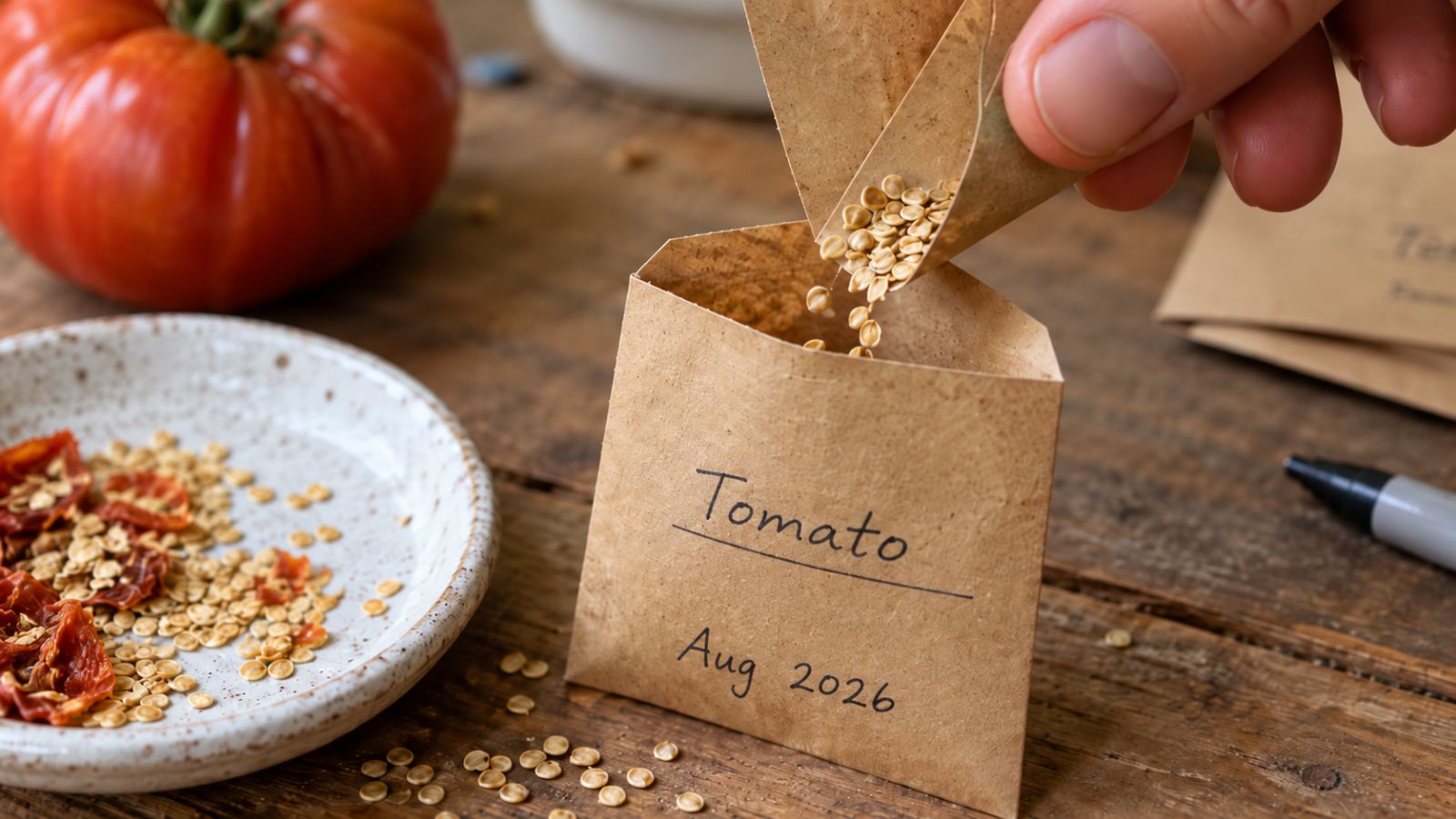 putting seeds in envelope