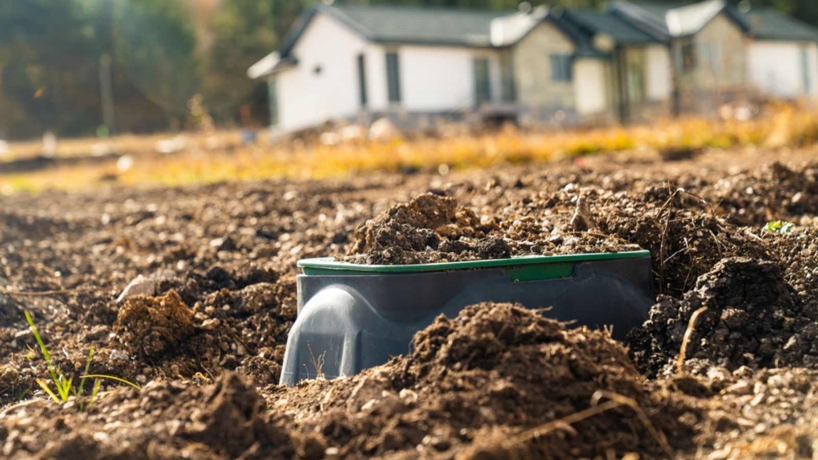 septic tank partially buried