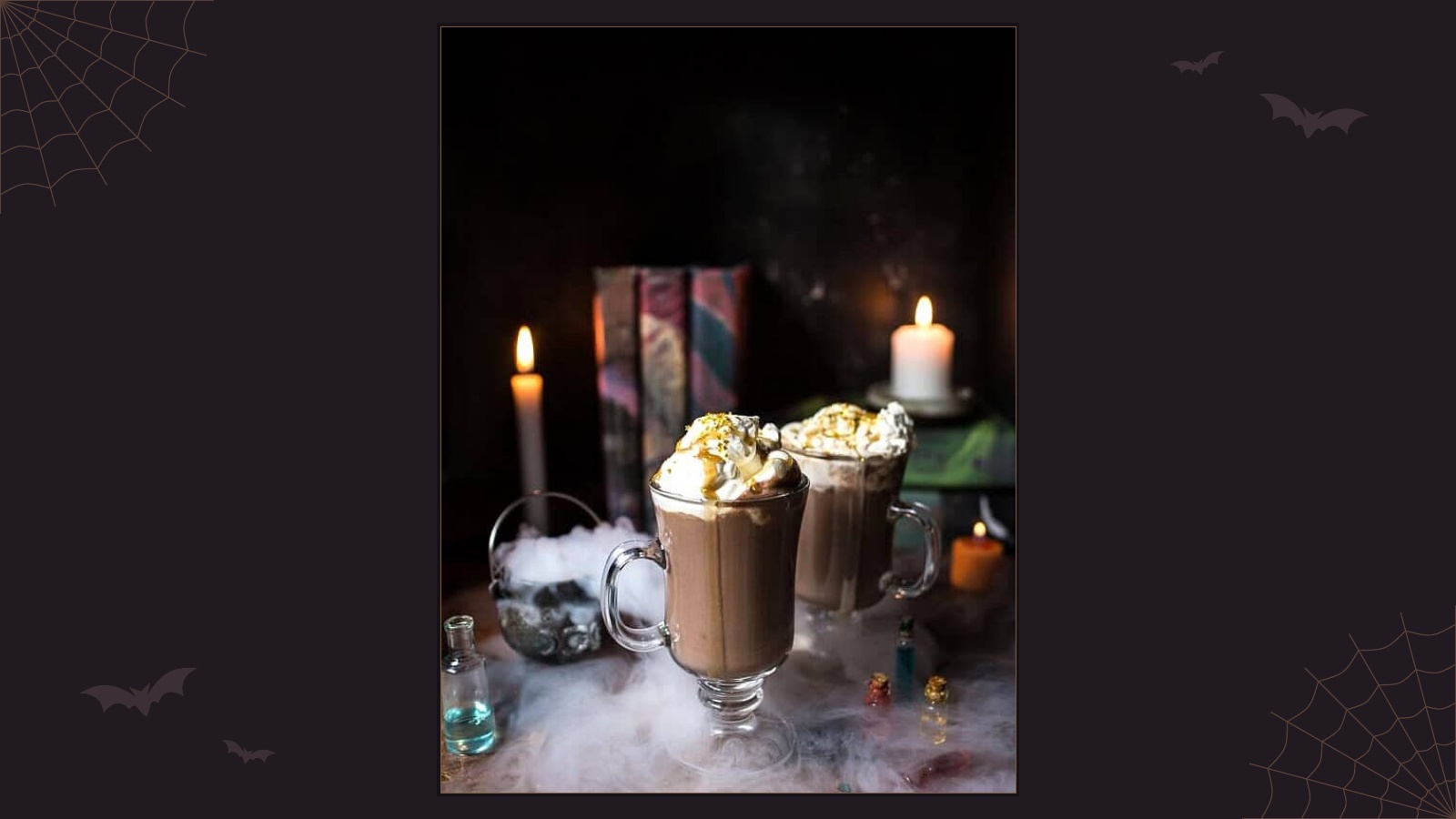 Rich pumpkin butterbeer hot chocolate topped with whipped cream