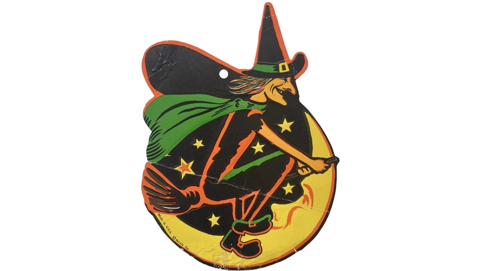 Halloween Beistle Embossed Vintage Die Cut Original Wicked Witch Decoration