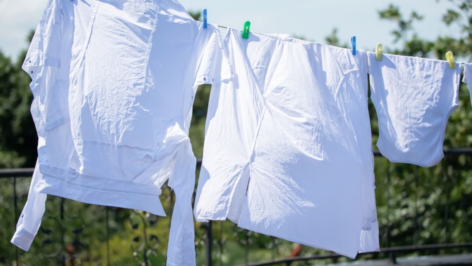 bright white shirts on washing line