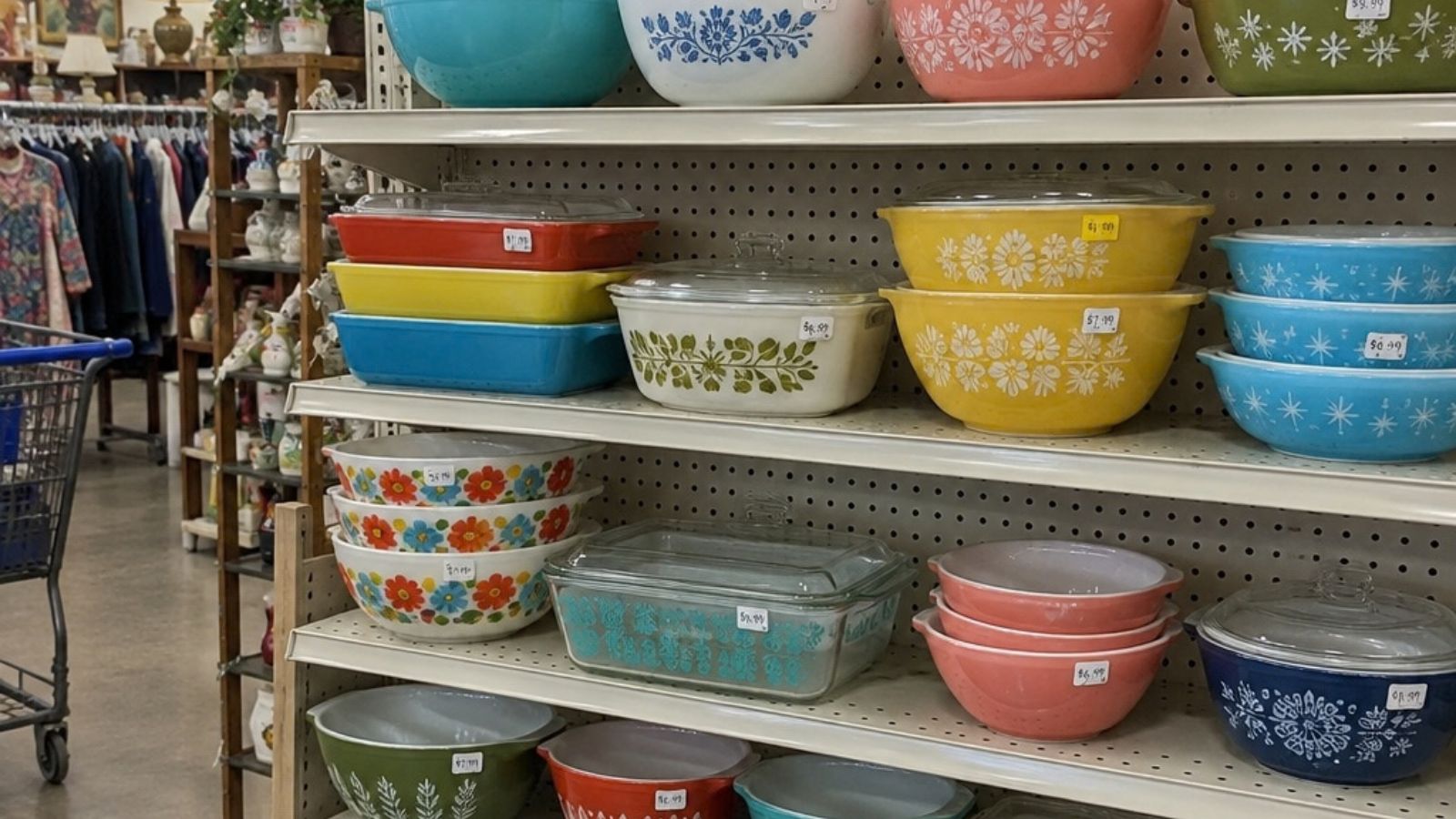 thrift store with Pyrex
